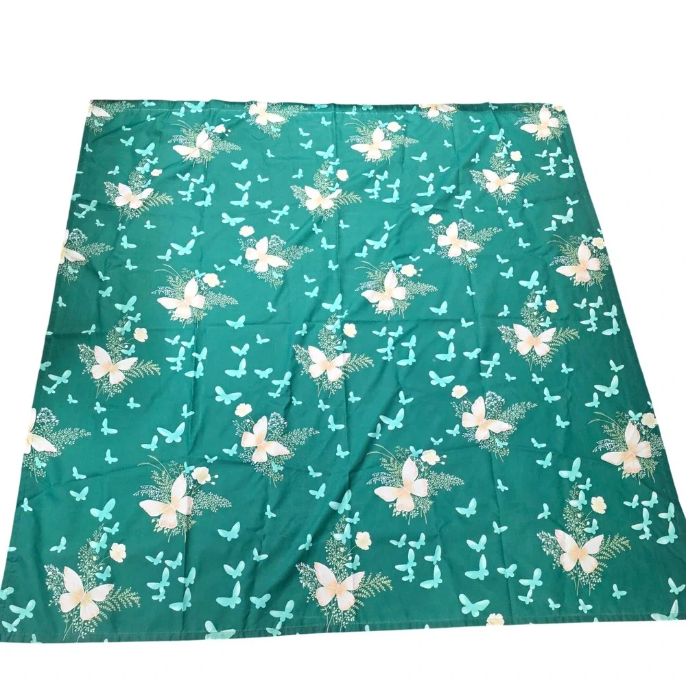 Vintage Butterfly Floral Shower Curtain Emerald Green Retro Nature 69x70